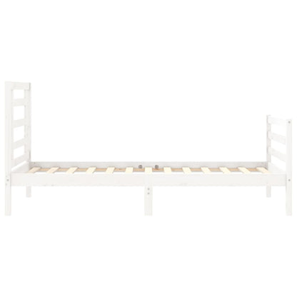 Bed Frame without Mattress White Single Solid Wood