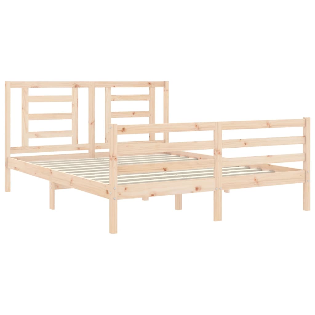 Bed Frame with Headboard King Size Solid Wood