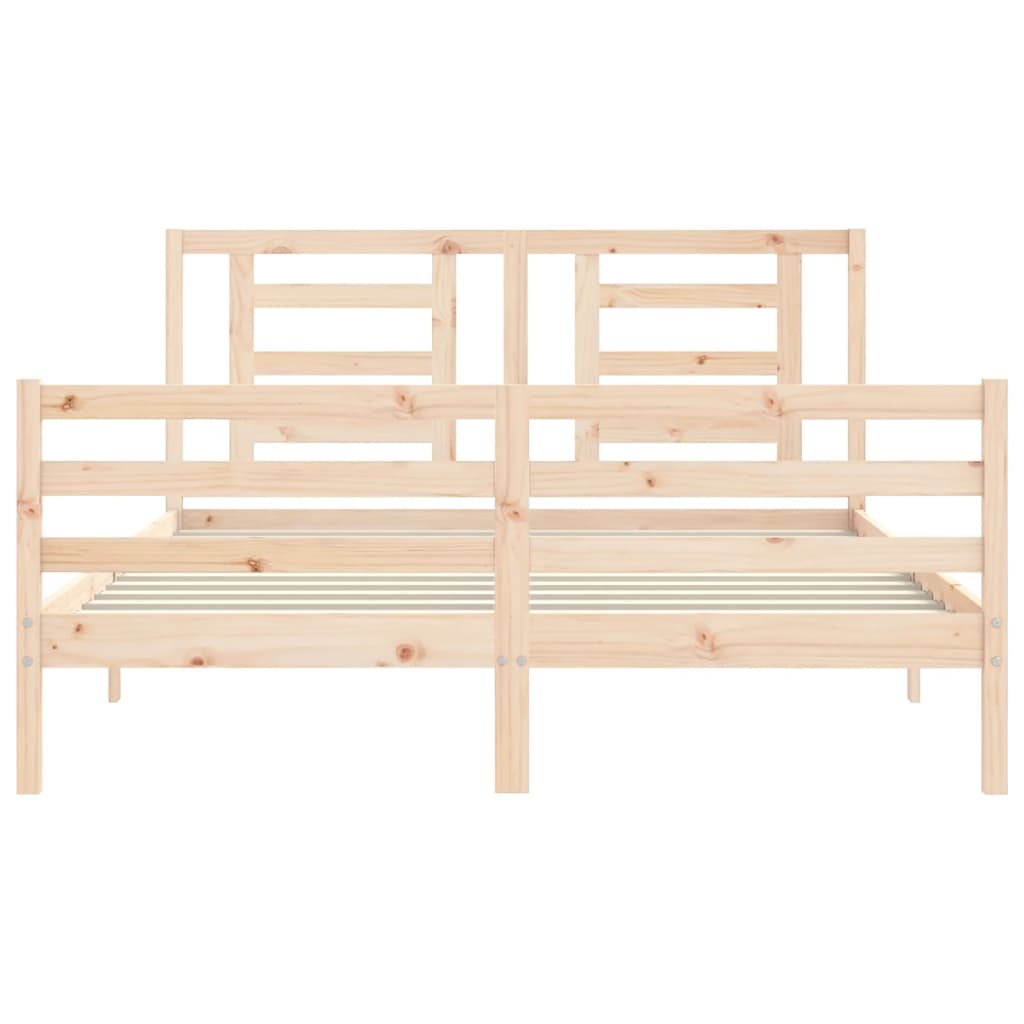 Bed Frame with Headboard King Size Solid Wood