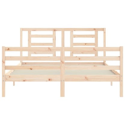 Bed Frame with Headboard King Size Solid Wood