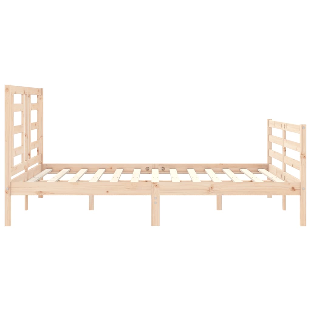 Bed Frame with Headboard King Size Solid Wood