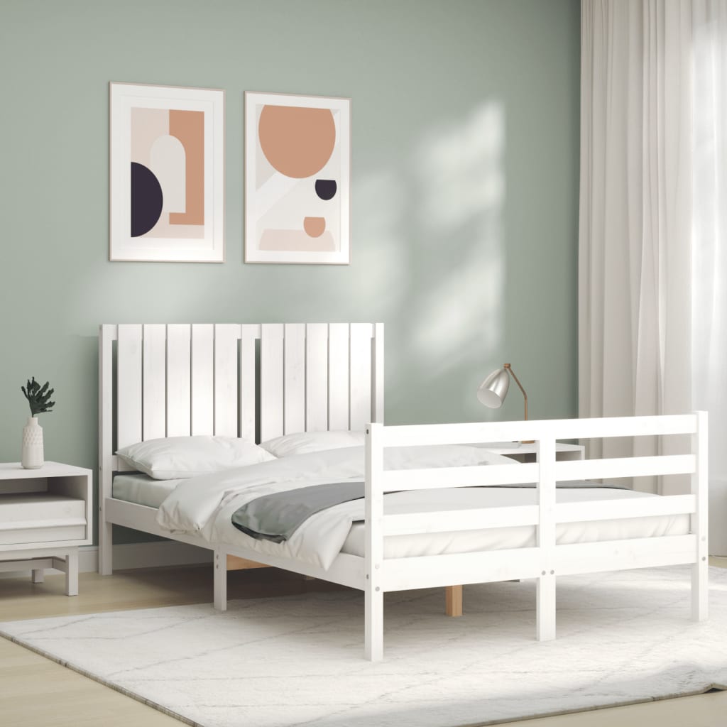 Bed Frame without Mattress White Small Double Solid Wood