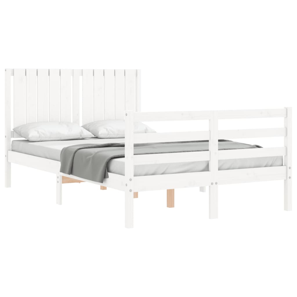 Bed Frame without Mattress White Small Double Solid Wood