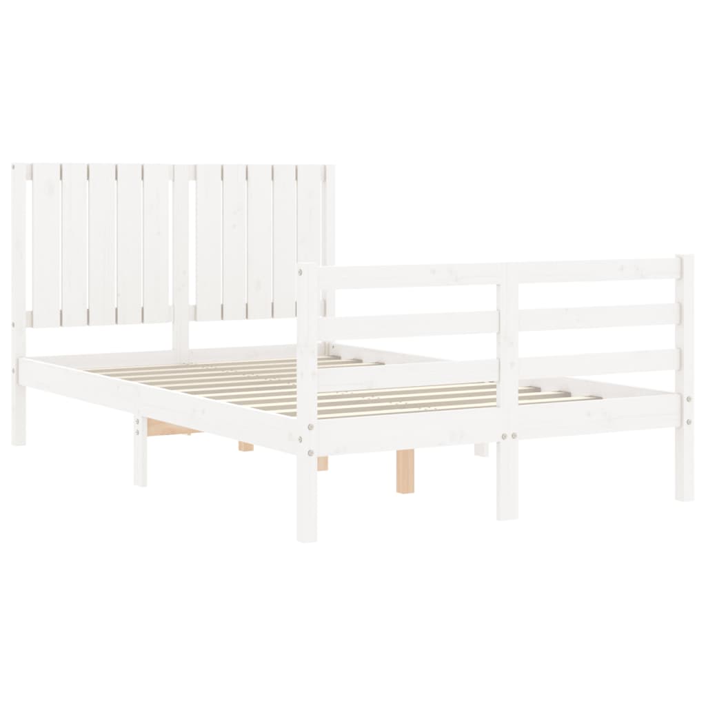 Bed Frame without Mattress White Small Double Solid Wood