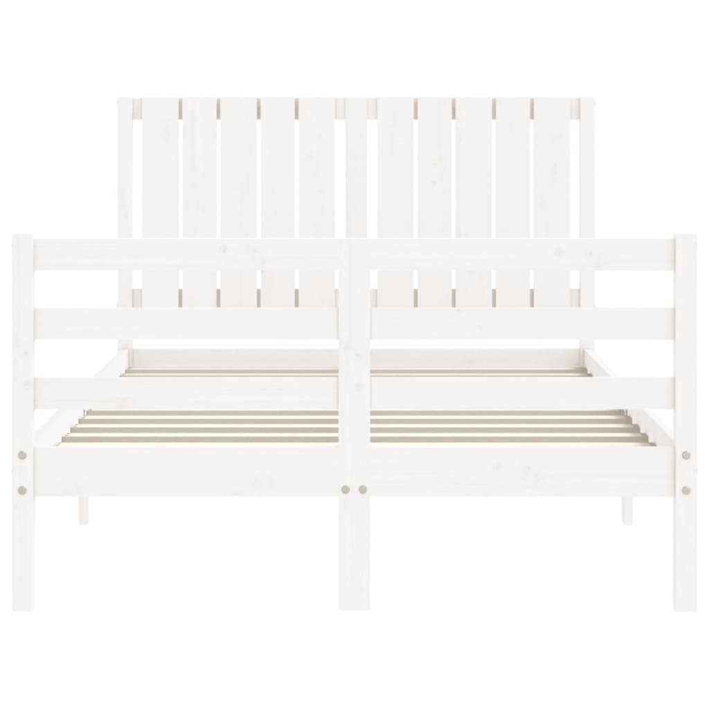 Bed Frame without Mattress White Small Double Solid Wood