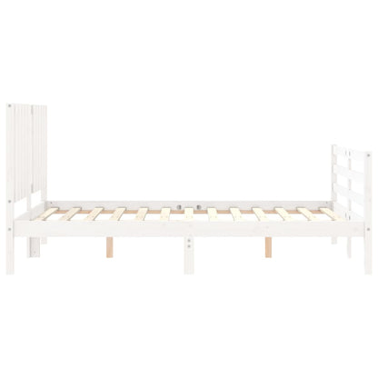 Bed Frame without Mattress White Small Double Solid Wood