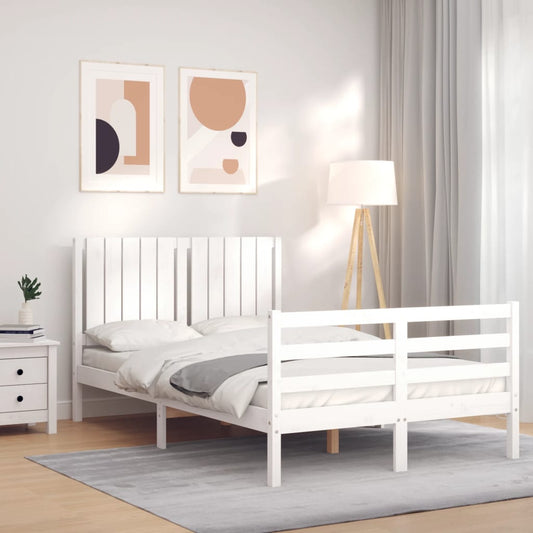 Bed Frame without Mattress White Small Double Solid Wood