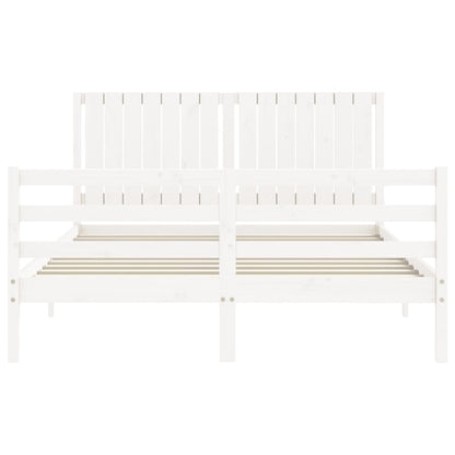 Bed Frame without Mattress White King Size Solid Wood