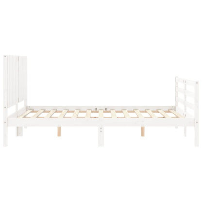 Bed Frame without Mattress White King Size Solid Wood