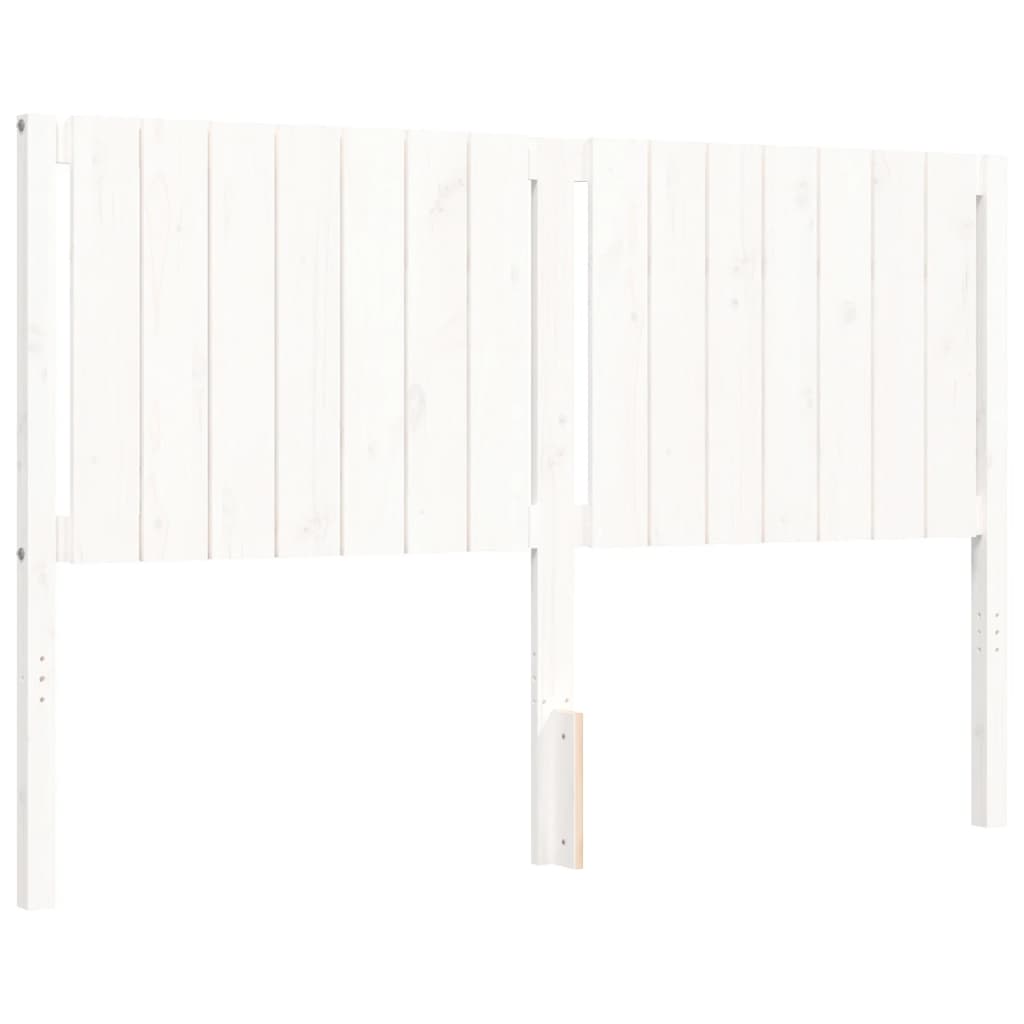 Bed Frame without Mattress White King Size Solid Wood