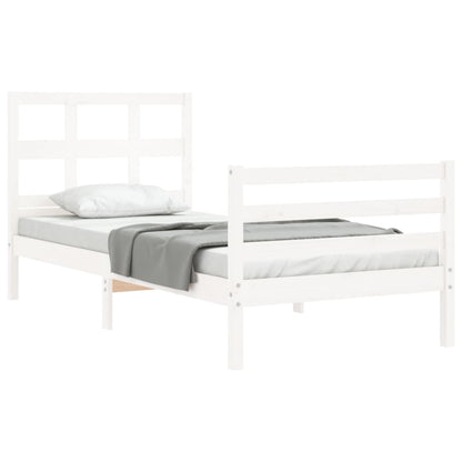 Bed Frame without Mattress White Single Solid Wood