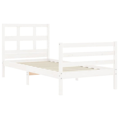 Bed Frame without Mattress White Single Solid Wood