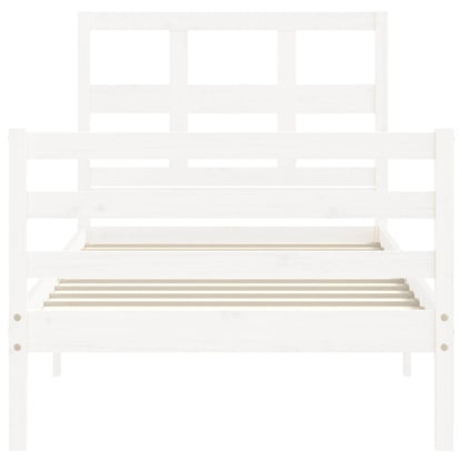 Bed Frame without Mattress White Single Solid Wood