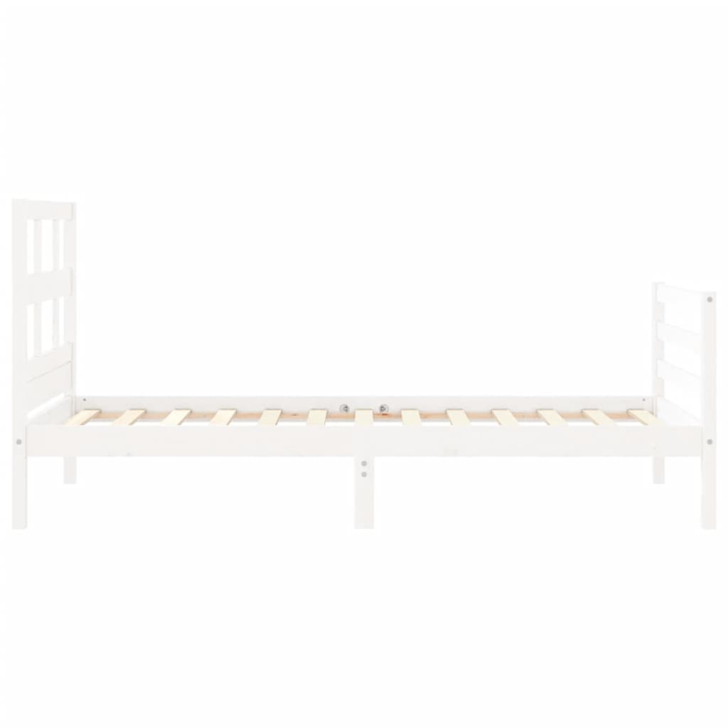 Bed Frame without Mattress White Single Solid Wood