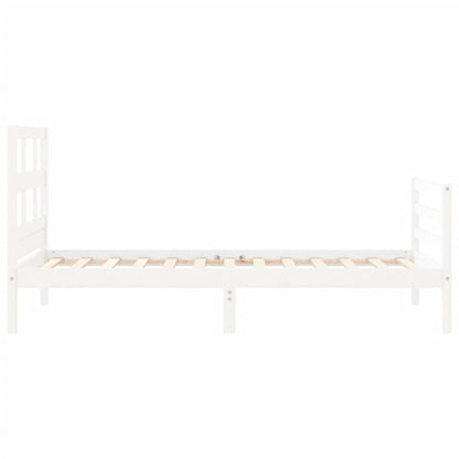 Bed Frame without Mattress White Single Solid Wood