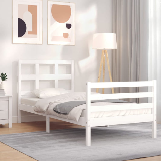 Bed Frame without Mattress White Single Solid Wood