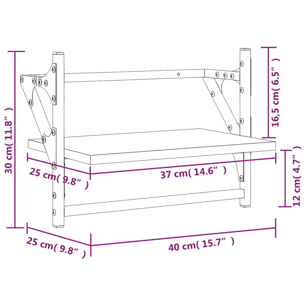 Wall Shelves with Bars 2 pcs Sonoma Oak 40x25x30 cm