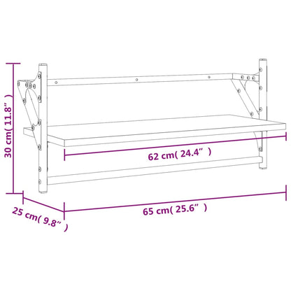 Wall Shelves with Bars 2 pcs Smoked Oak 65x25x30 cm