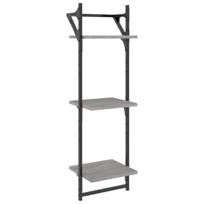 3-Tier Wall Shelves with Bars 2 pcs Grey Sonoma 30x25x100 cm