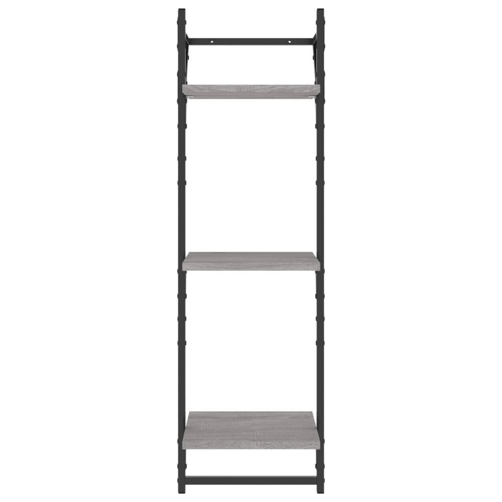 3-Tier Wall Shelves with Bars 2 pcs Grey Sonoma 30x25x100 cm