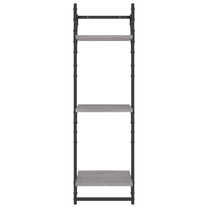 3-Tier Wall Shelves with Bars 2 pcs Grey Sonoma 30x25x100 cm