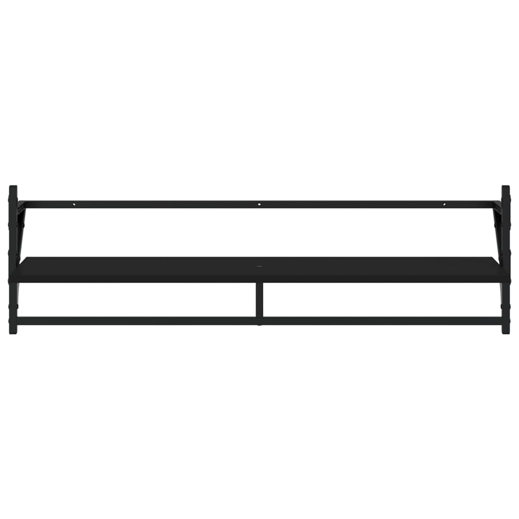 6 Piece Wall Shelf Set with Bars Black Engineered Wood