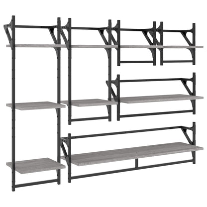 6 Piece Wall Shelf Set with Bars Grey Sonoma Engineered Wood