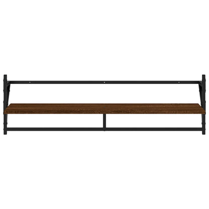 6 Piece Wall Shelf Set with Bars Brown Oak Engineered Wood