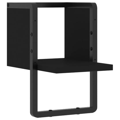 Wall Shelf with Bar Black 20x25x30 cm