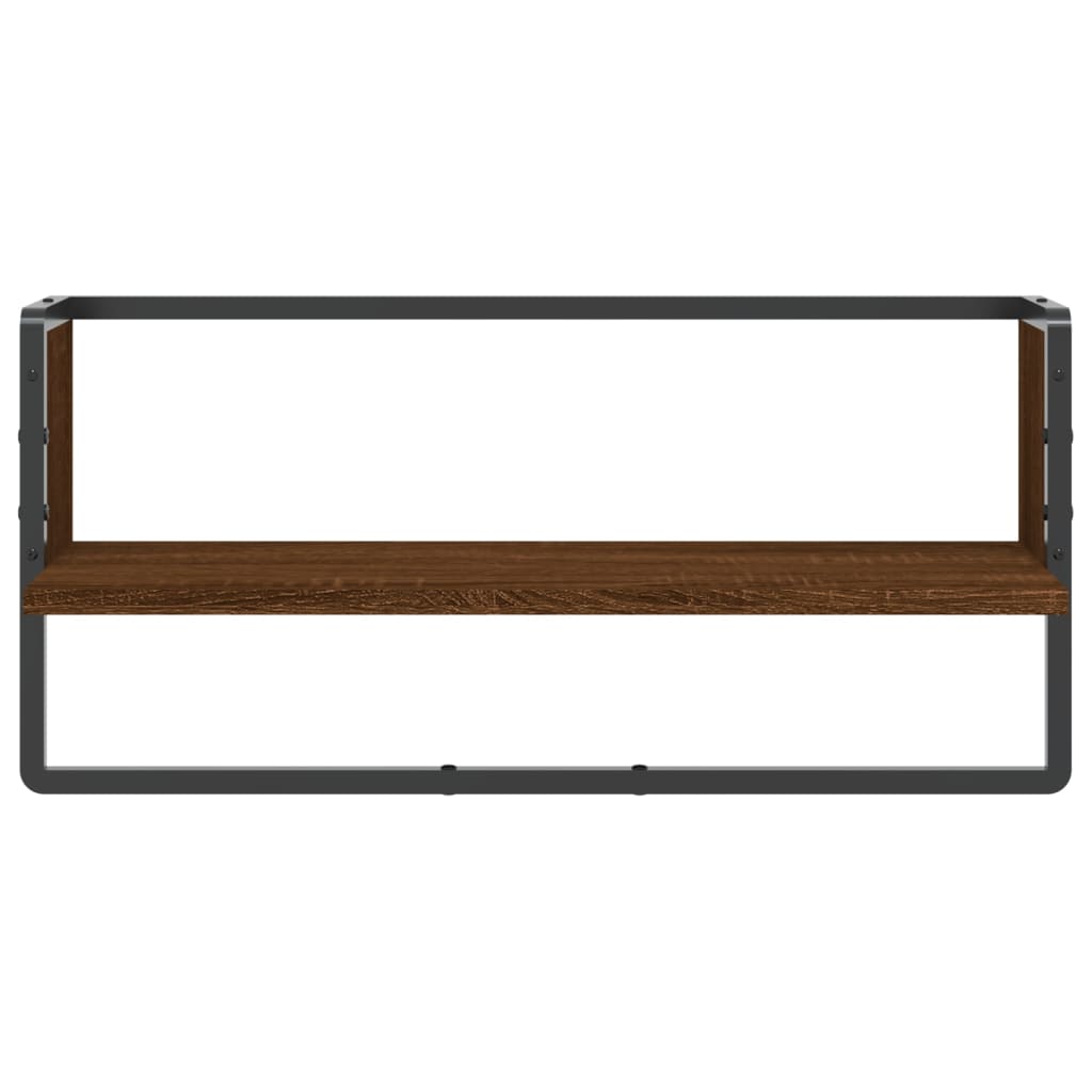 Wall Shelf with Bar Brown Oak 65x25x30 cm