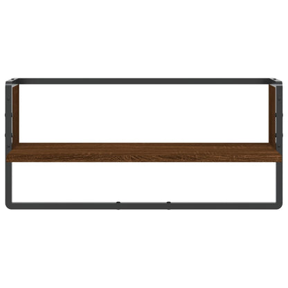 Wall Shelf with Bar Brown Oak 65x25x30 cm