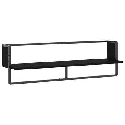 Wall Shelf with Bar Black 100x25x30 cm