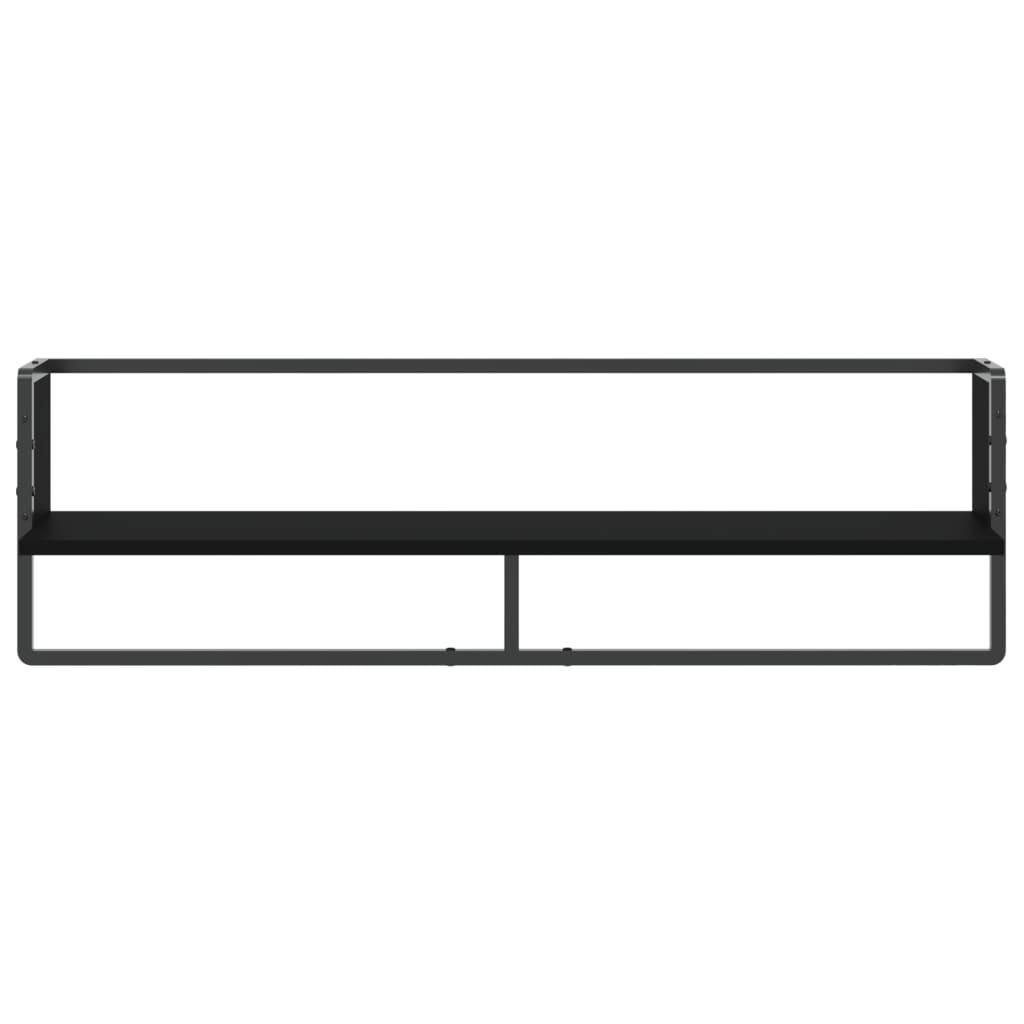 Wall Shelf with Bar Black 100x25x30 cm