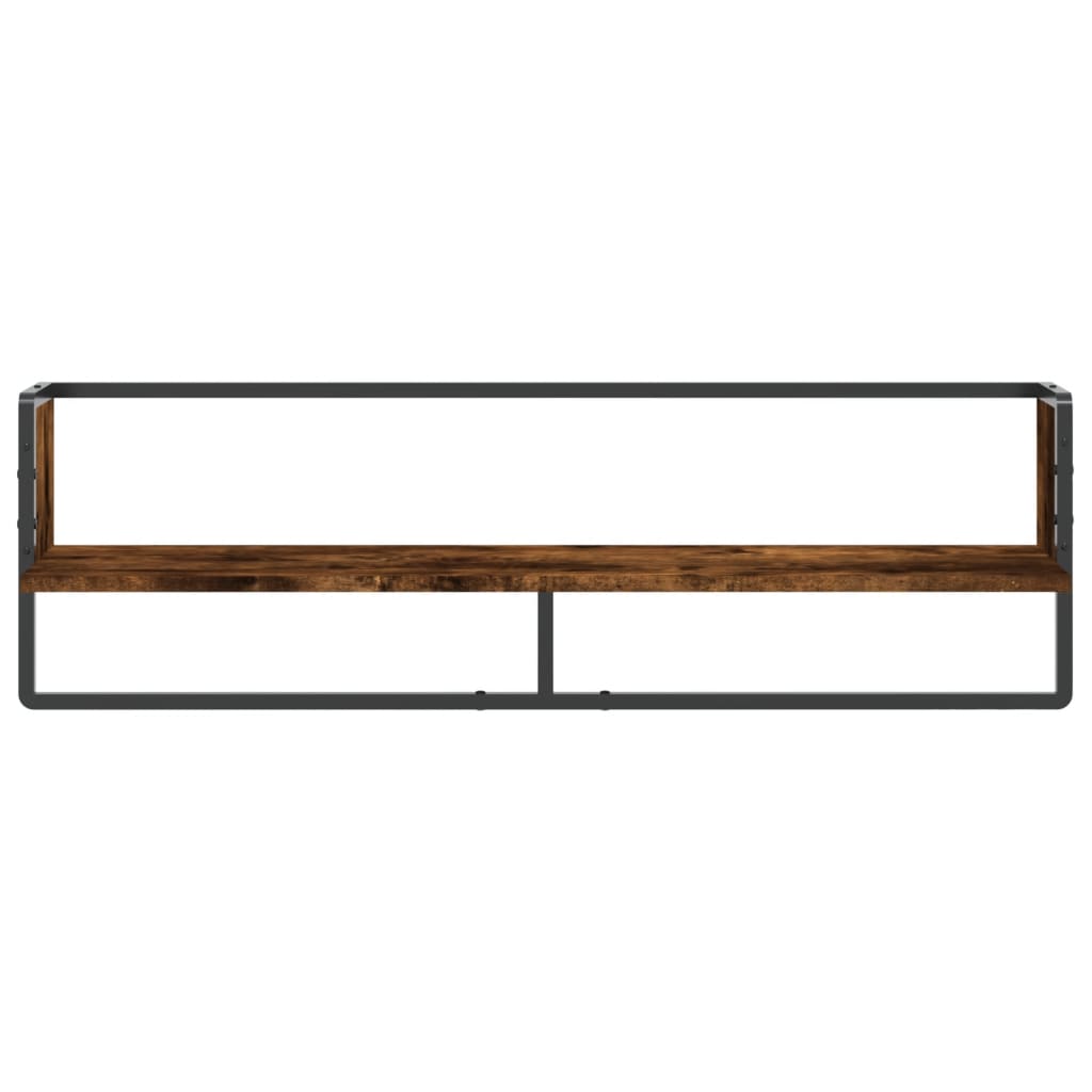 Wall Shelf with Bar Smoked Oak 100x25x30 cm