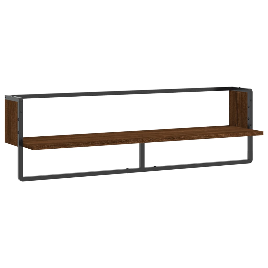 Wall Shelf with Bar Brown Oak 100x25x30 cm