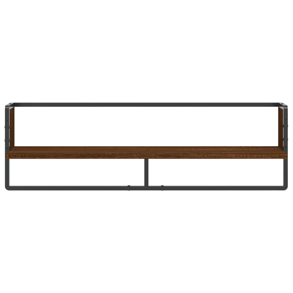 Wall Shelf with Bar Brown Oak 100x25x30 cm