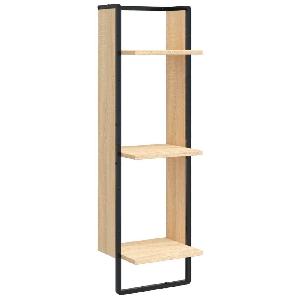 3-Tier Wall Shelf Sonoma Oak 30x25x100 cm Engineered Wood