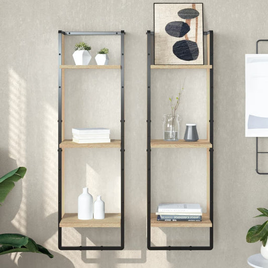 3-Tier Wall Shelf Sonoma Oak 30x25x100 cm Engineered Wood