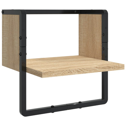 4 Piece Wall Shelf Set with Bars Sonoma Oak Engineered Wood