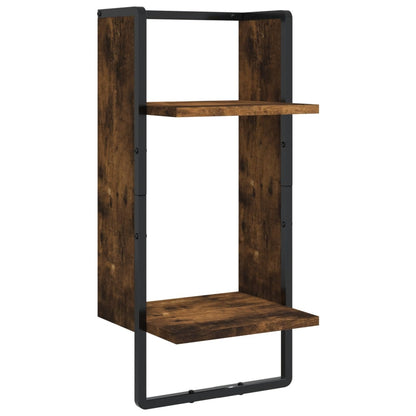 4 Piece Wall Shelf Set with Bars Smoked Oak Engineered Wood