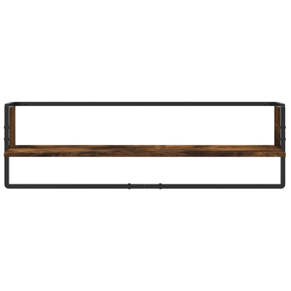 6 Piece Wall Shelf Set with Bars Smoked Oak Engineered Wood