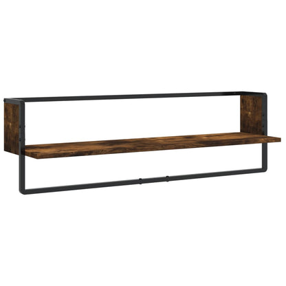 6 Piece Wall Shelf Set with Bars Smoked Oak Engineered Wood