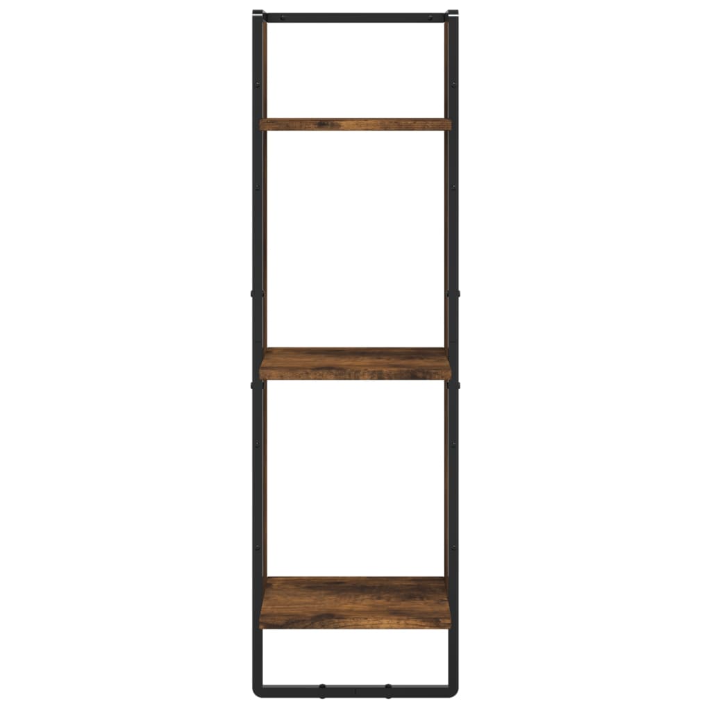 6 Piece Wall Shelf Set with Bars Smoked Oak Engineered Wood