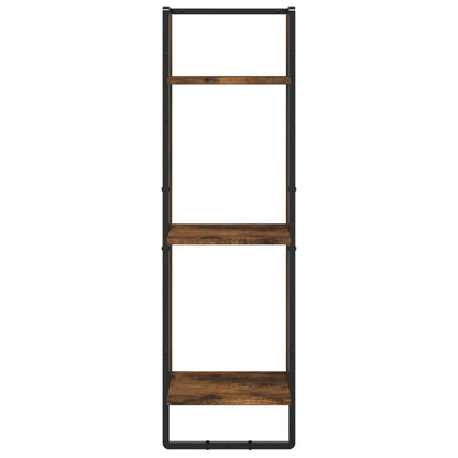 6 Piece Wall Shelf Set with Bars Smoked Oak Engineered Wood