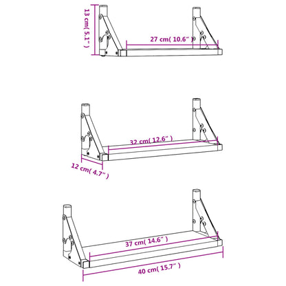 3 Piece Wall Shelf Set Grey Sonoma Engineered Wood