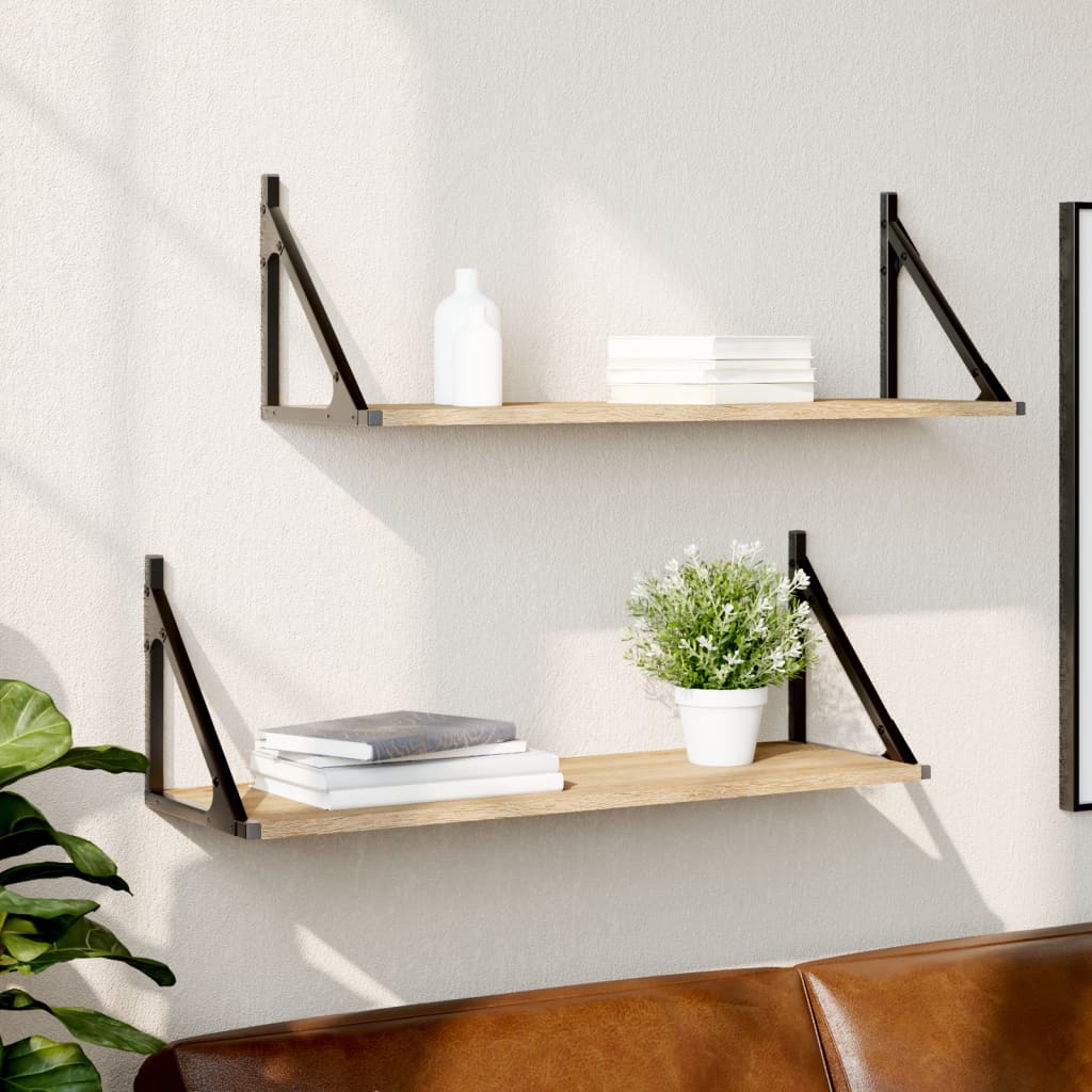 Wall Shelves 2 pcs Sonoma Oak 80x25x25.5 cm Engineered wood