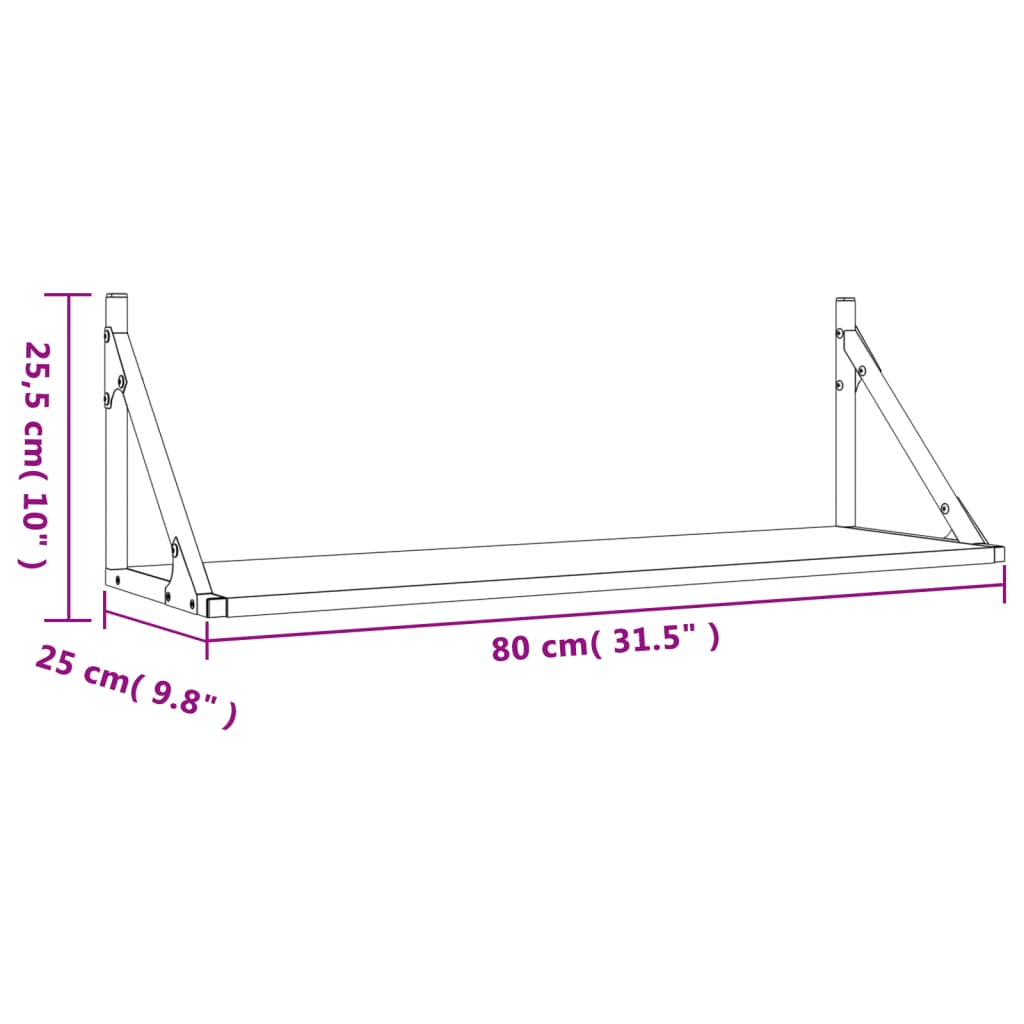 Wall Shelves 2 pcs Smoked Oak 80x25x25.5 cm Engineered wood