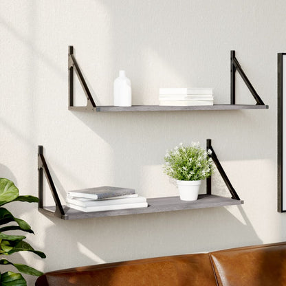 Wall Shelves 2 pcs Grey Sonoma 80x25x25.5 cm Engineered wood