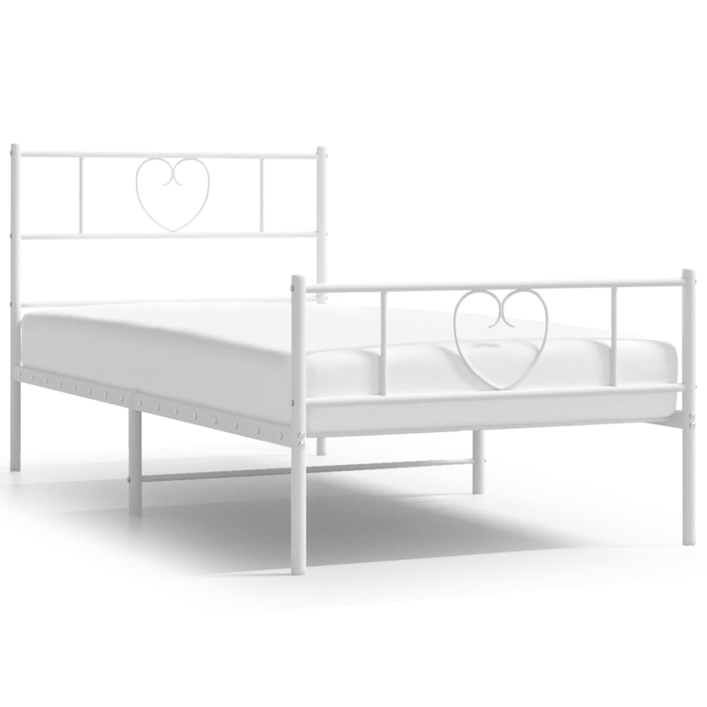 Metal Bed Frame without Mattress with Footboard White 80x200cm