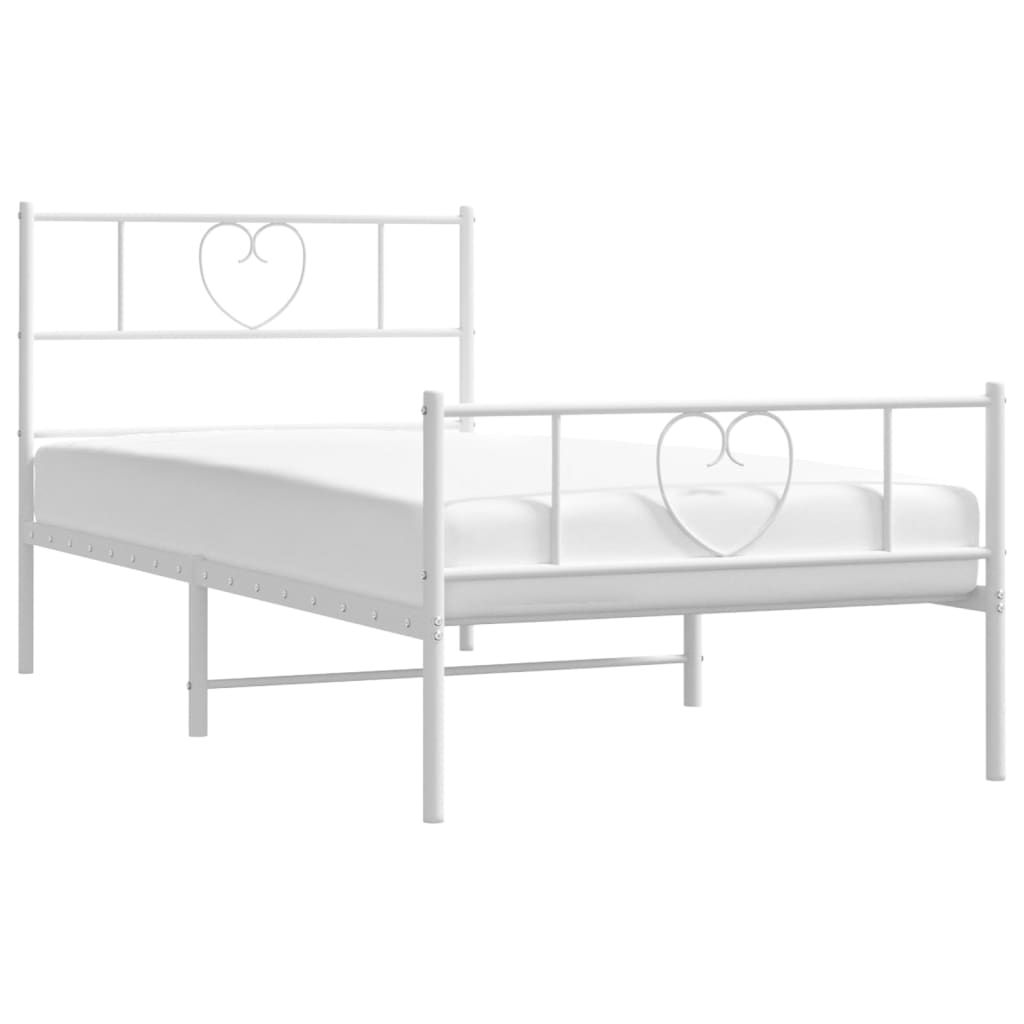 Metal Bed Frame without Mattress with Footboard White 80x200cm